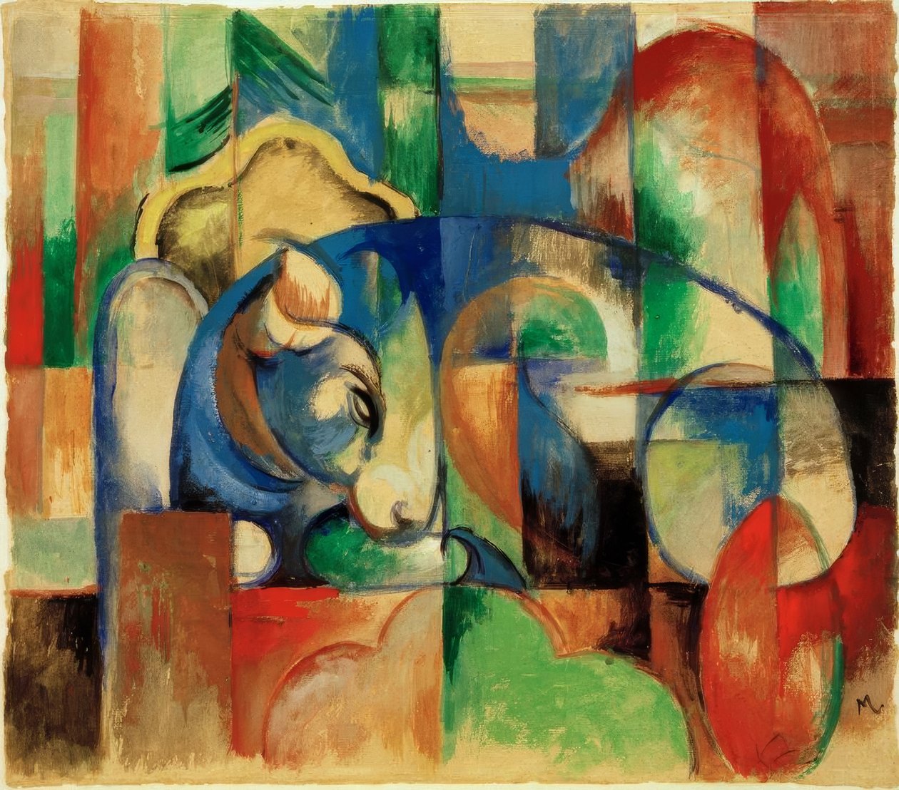 Liegender Stier tekijältä Franz Marc