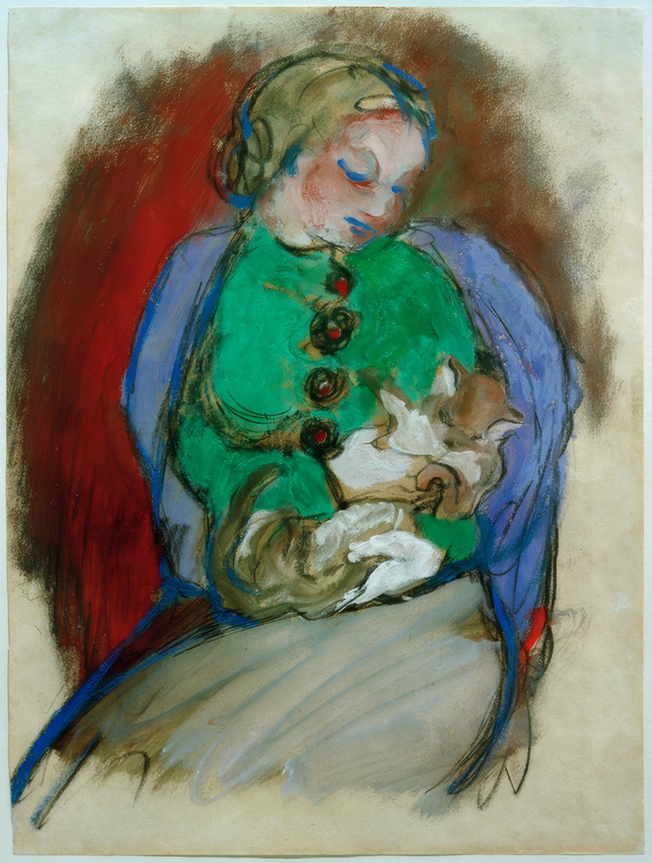 Tyttö kissan kanssa tekijältä Franz Marc