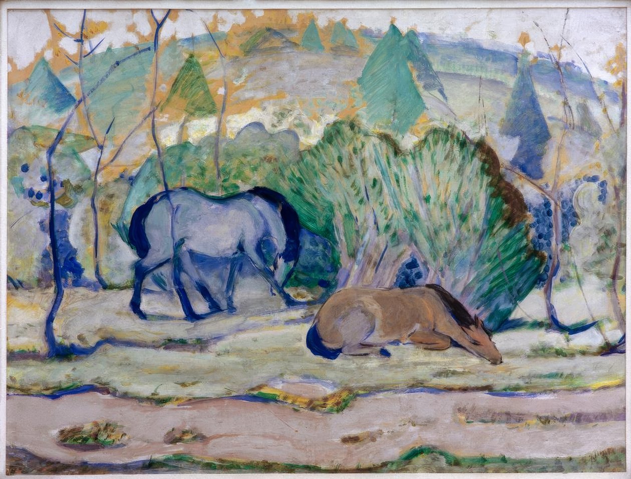 Pferde auf der Weide (Pferde in Landschaft) tekijältä Franz Marc