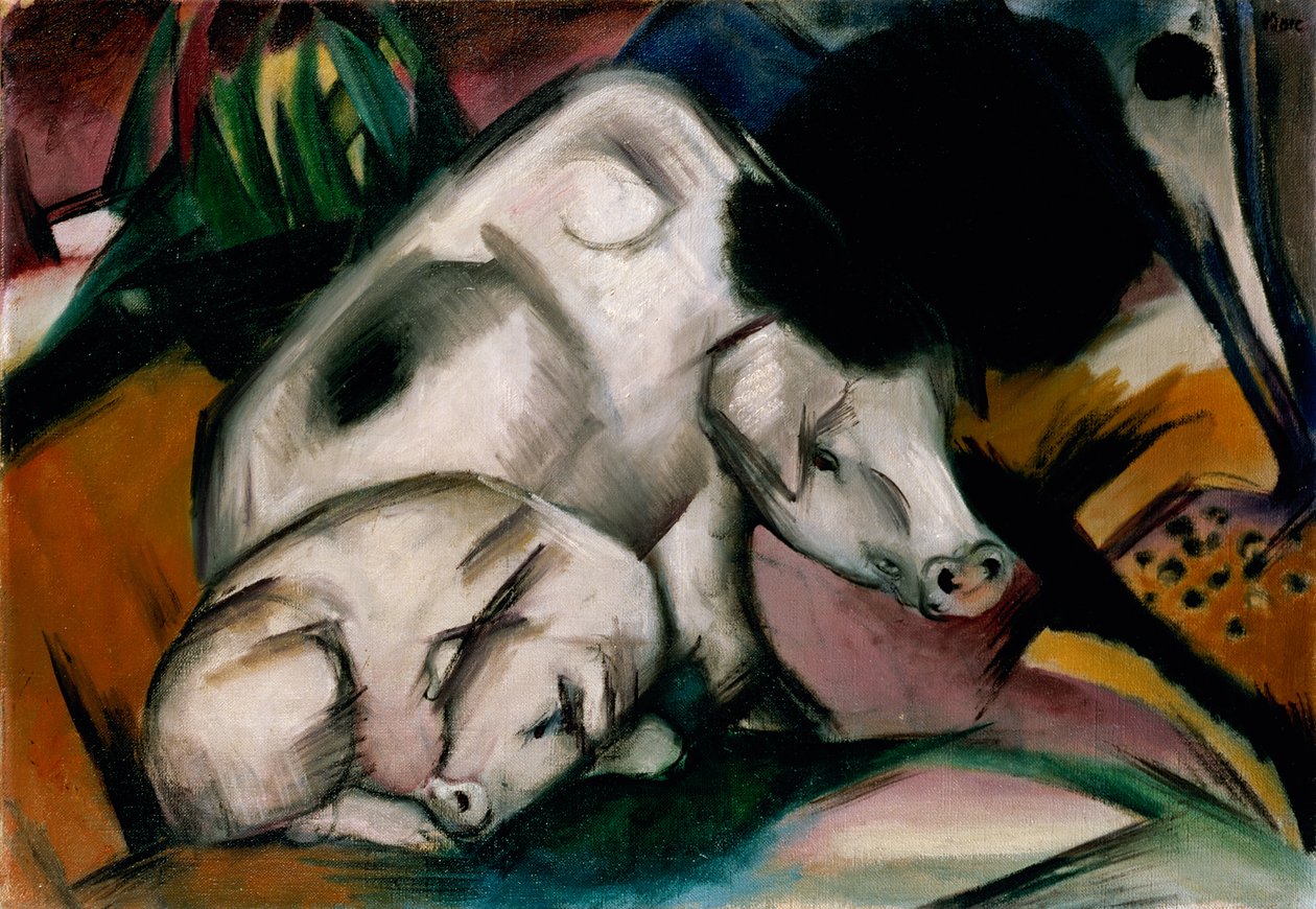 Siat, n. 1912 (öljy kankaalle) tekijältä Franz Marc