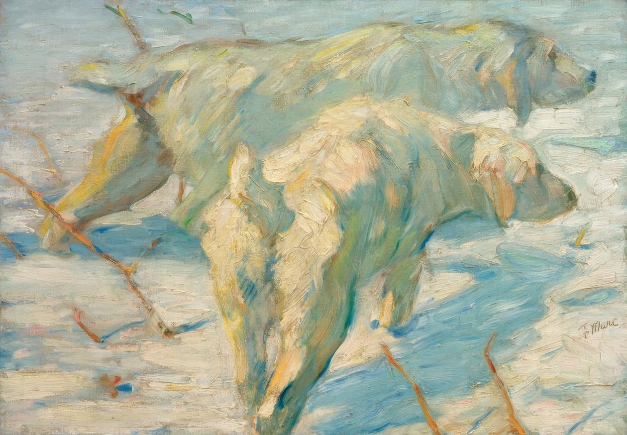 Sibirische Schäferhunde (Sibirische Hunde im Schnee) tekijältä Franz Marc