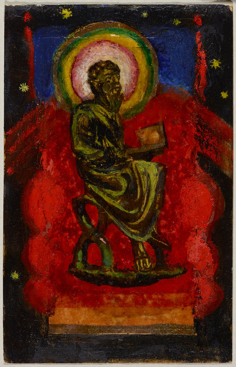 Sitzender Heiliger (Byzantinischer Heiliger), Postkarte aus Sindelsdorf an Wassily Kandinsky in München tekijältä Franz Marc