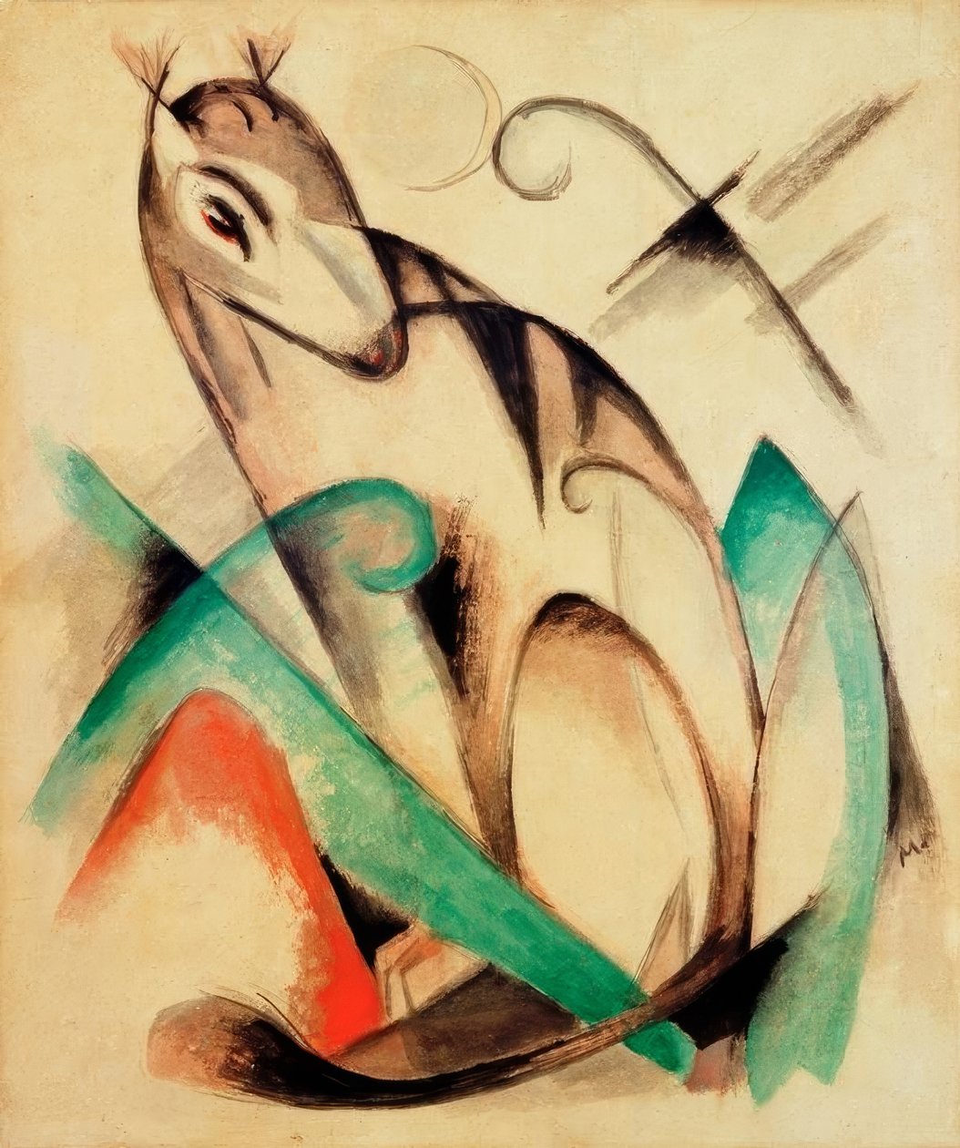 Sitzendes Fabeltier tekijältä Franz Marc