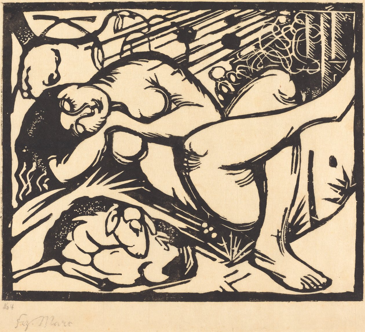 Nukkuva paimentar (Schlafende Hirtin) tekijältä Franz Marc