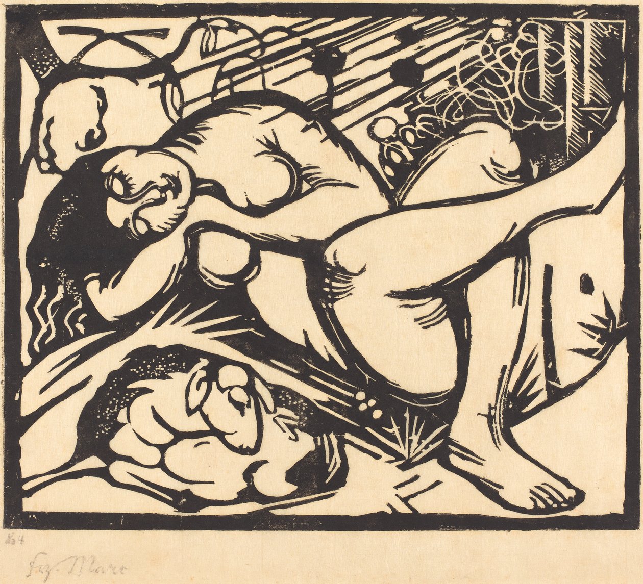 Nukkuva paimentyttö, 1912 tekijältä Franz Marc