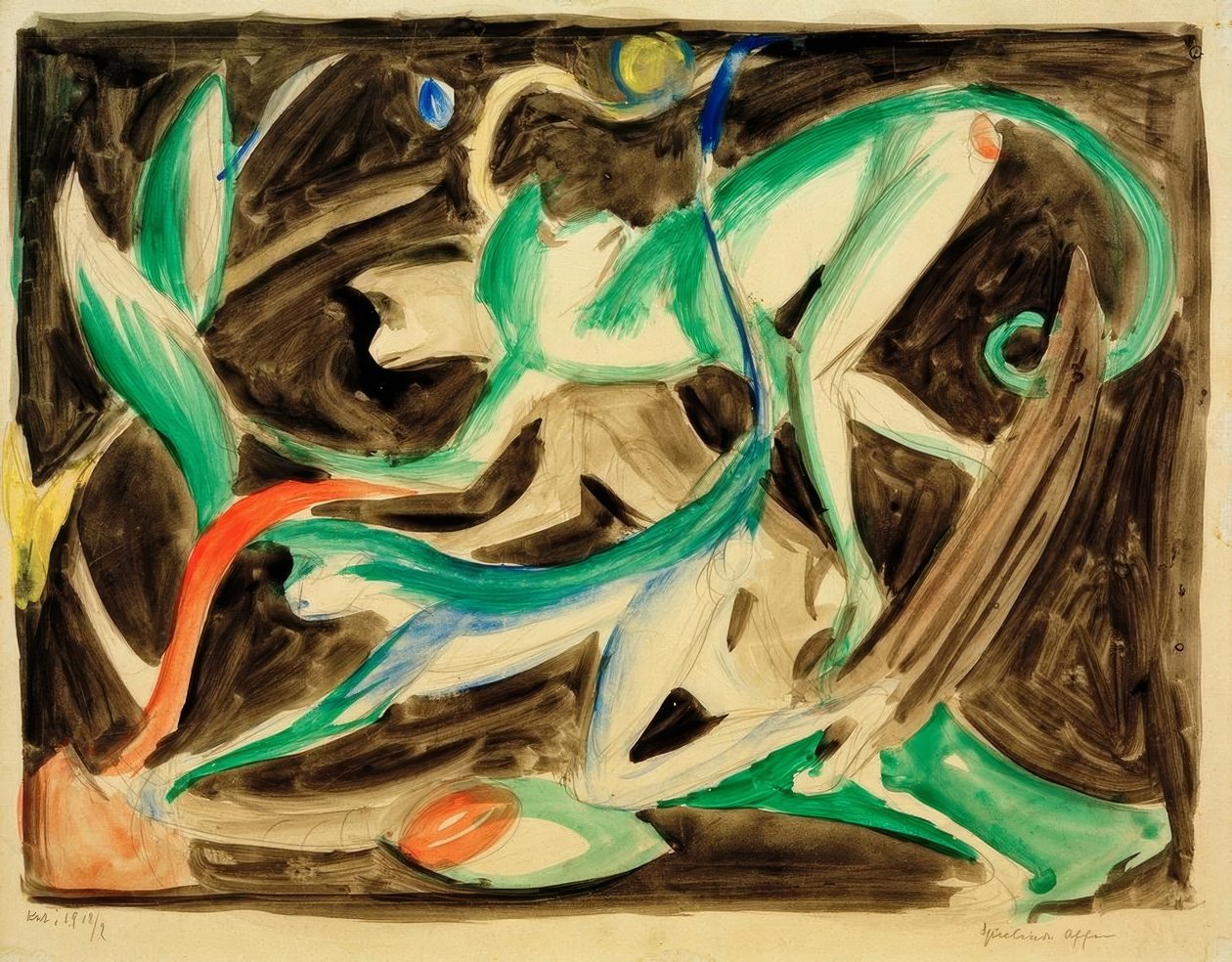 Spielende Affen tekijältä Franz Marc