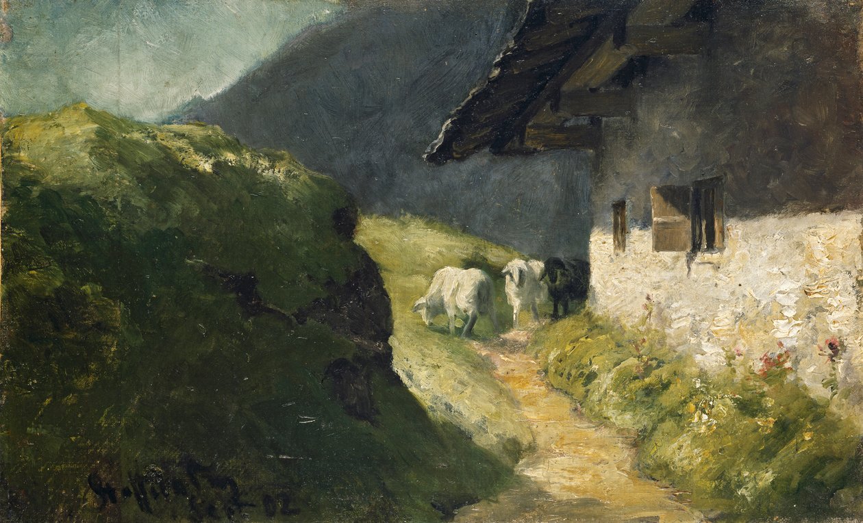 Staffelalm (II) lampaiden kanssa tekijältä Franz Marc
