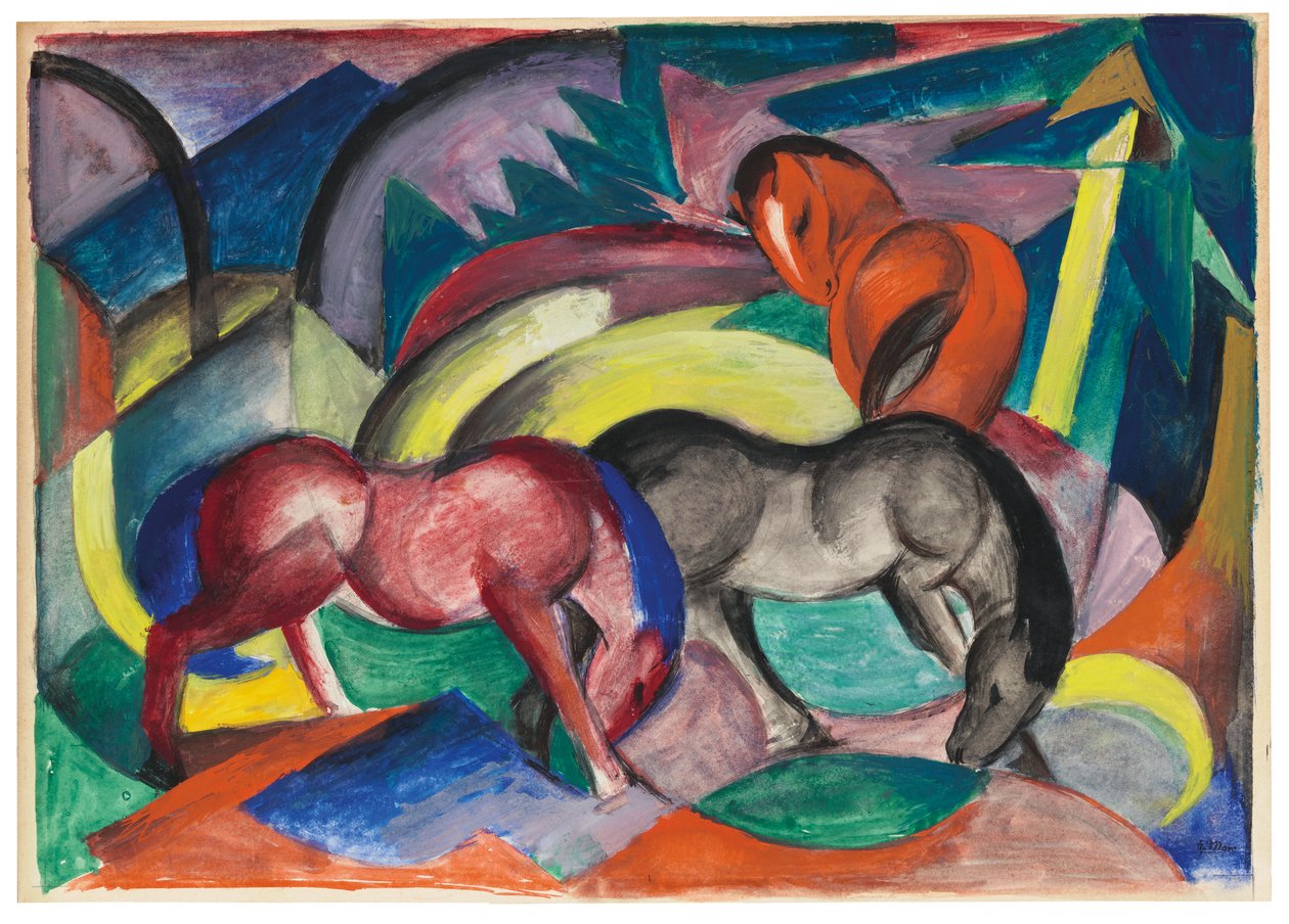 Kolme hevosta, 1912 tekijältä Franz Marc