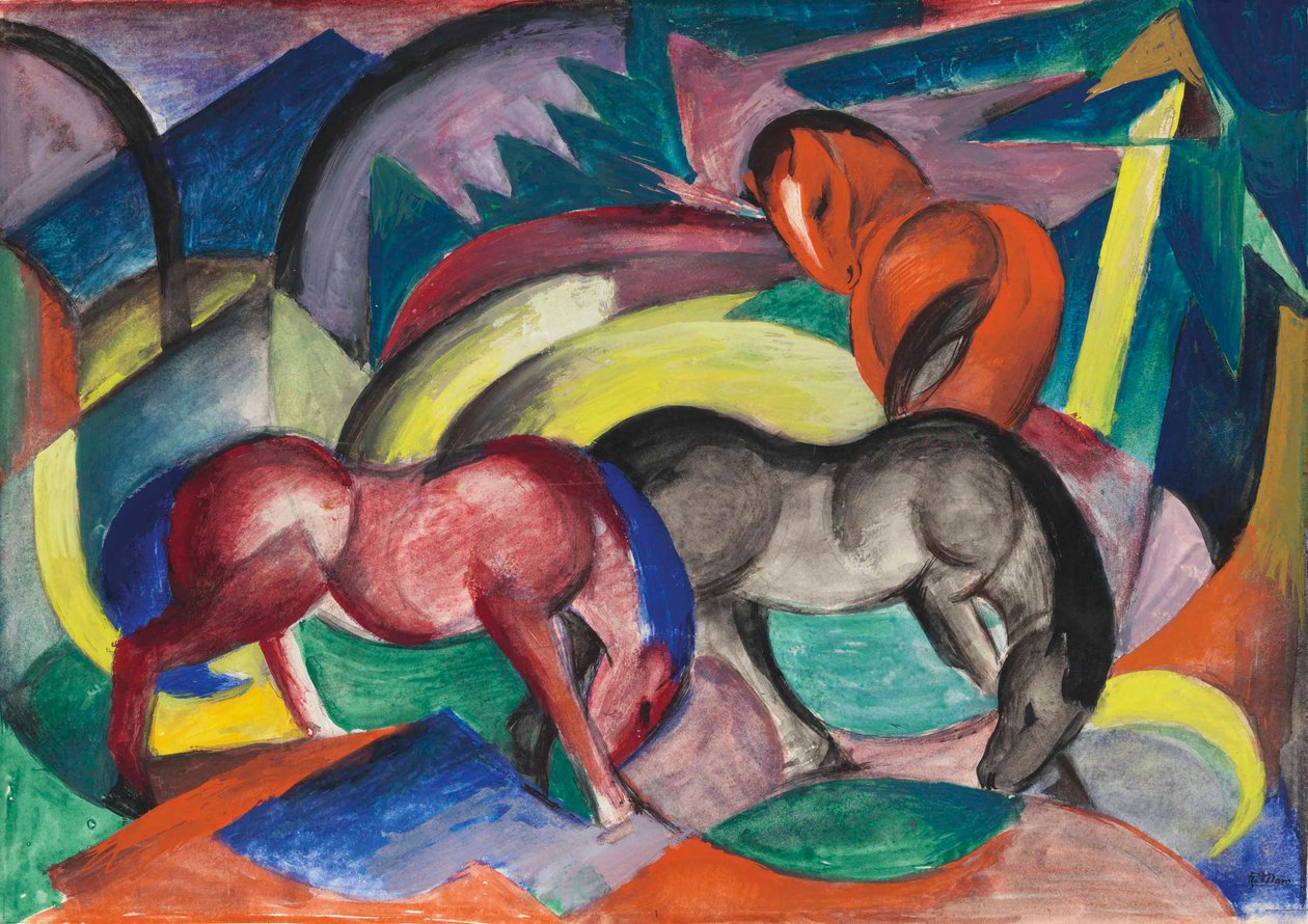 Kolme hevosta, 1912. tekijältä Franz Marc