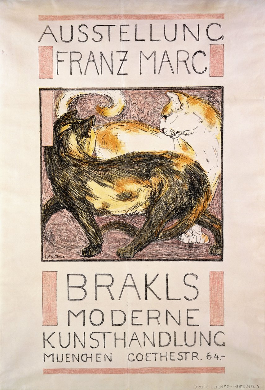 Kaksi kissaa, 1909-10 tekijältä Franz Marc