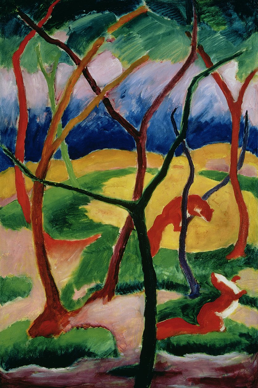 Weasels Playing, 1911 tekijältä Franz Marc