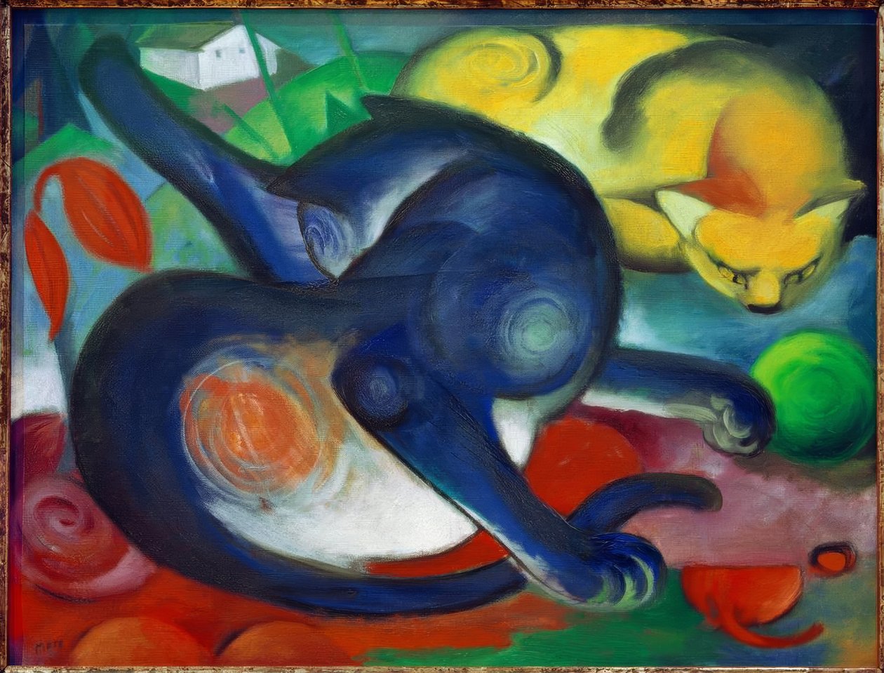 Zwei Katzen, blau und gelb tekijältä Franz Marc