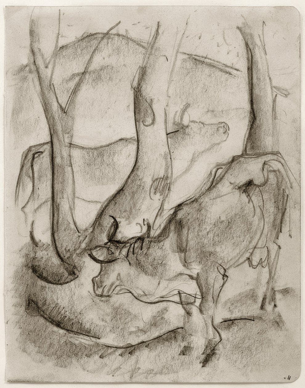 Kaksi lehmää puiden alla tekijältä Franz Marc