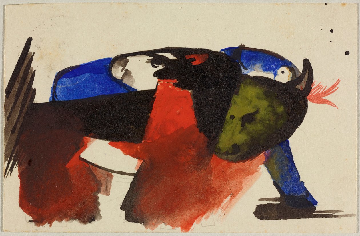 Kaksi eläintä, postikortti Sindelsdorfista Wassily Kandinskylle Münchenissä tekijältä Franz Marc