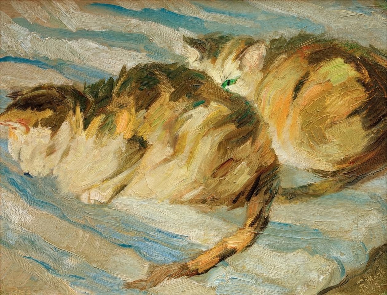 Zwei graue Katzen (Katzenstudie II) tekijältä Franz Marc