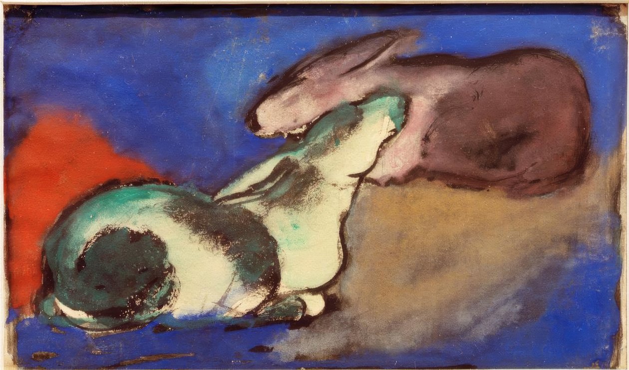 Zwei schlafende Hasen tekijältä Franz Marc