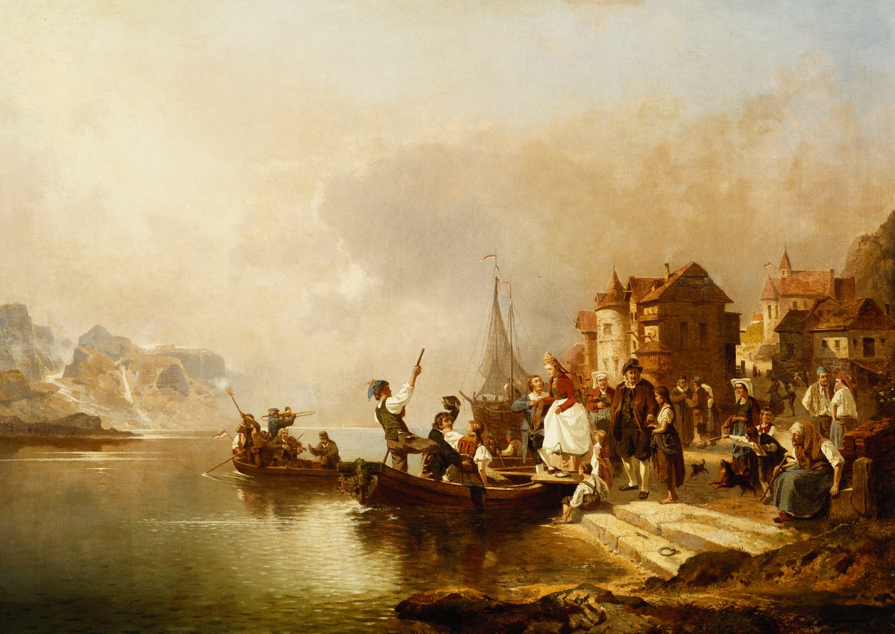 Hääjuhlat veneeseen, 1864 tekijältä Franz Richard Unterberger