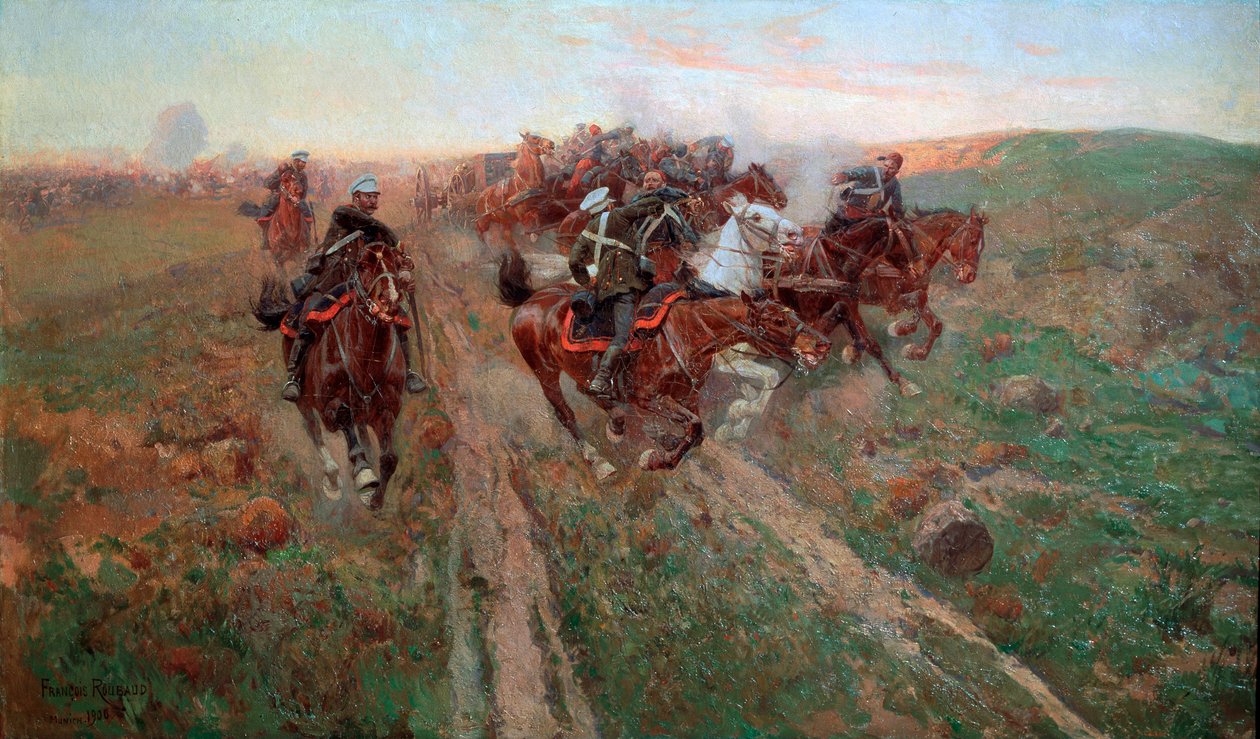 Kohtaus Kuryuk-Daran taistelusta heinäkuussa 1854, 1900. tekijältä Franz Roubaud