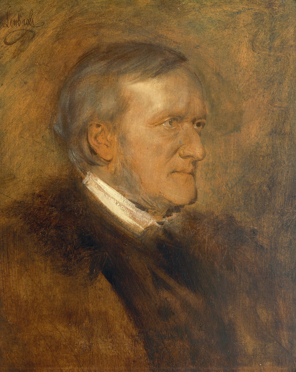 Saksa, Wilhelm Richard Wagnerin (1813 - 1883) muotokuva, saksalainen säveltäjä, libretisti, kapellimestari ja esseisti tekijältä Franz Seraph von Lenbach