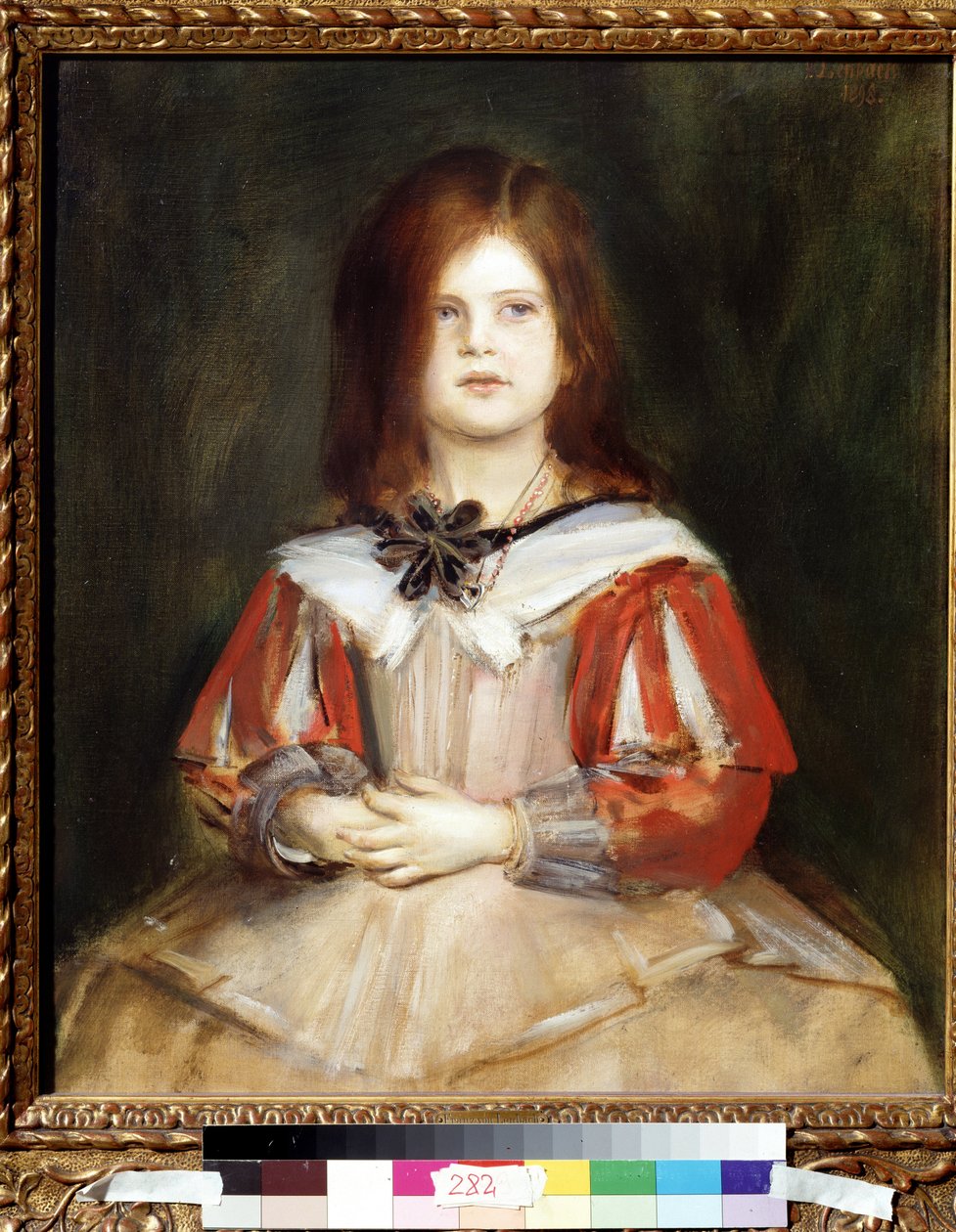 Muotokuva Gabriella Lenbachista (taiteilijan tytär). Franz von Lenbachin (1836-1904) maalaus tekijältä Franz Seraph von Lenbach