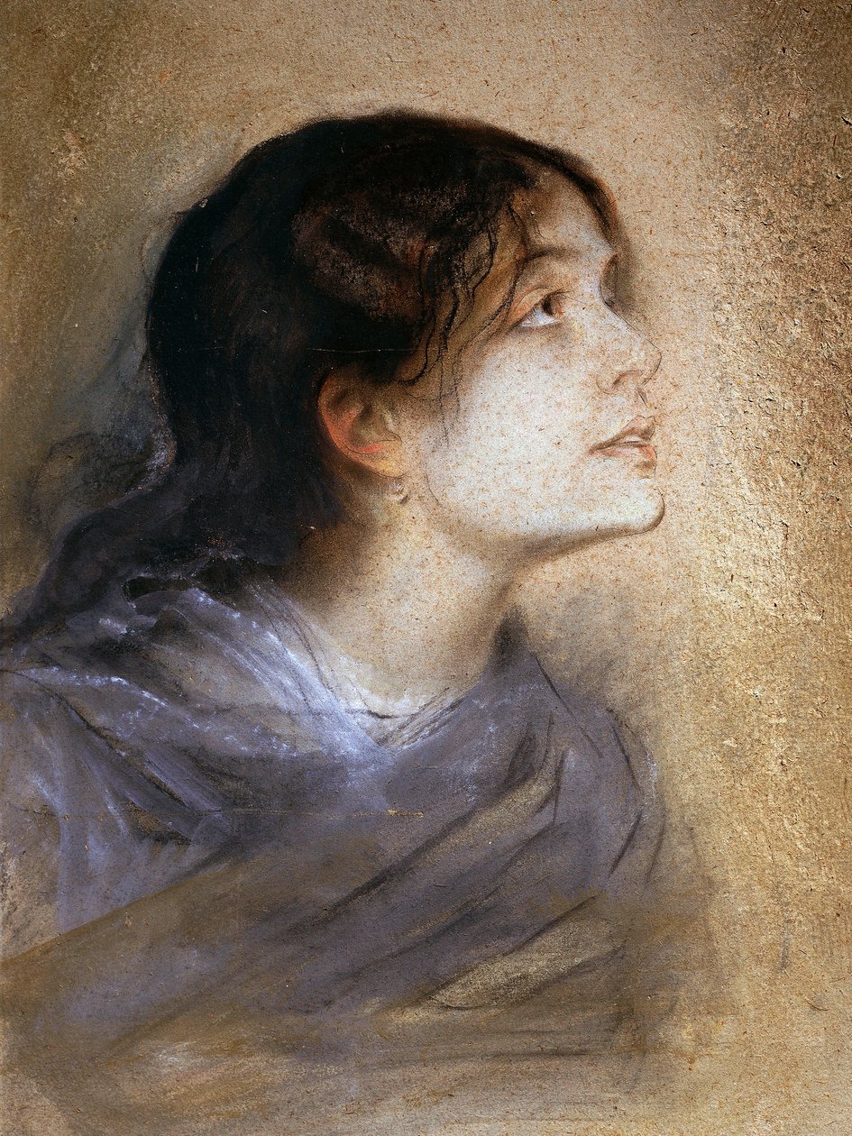 Muotokuva Eleonora Duse (Vigevano 1858 - Pittsburgh 1924), italialainen näyttelijätär, Franz von Lembachin (1836-1904) maalaus, pastelli kartongille, 68x47 cm. tekijältä Franz Seraph von Lenbach