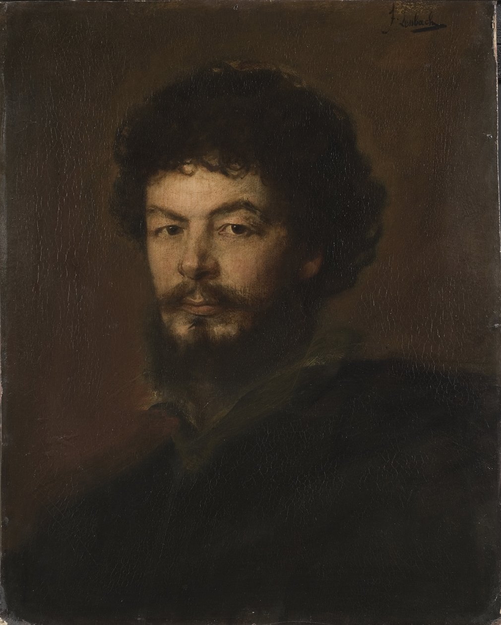 Arkkitehti ja kuvanveistäjä Lorenz Gedonin (1844-1883) muotokuva, kirjoittanut Lenbach, Franz, von (1836-1904). Öljy pahville. Mitat: 59 x 47 cm. Tukholman kansallismuseo tekijältä Franz Seraph von Lenbach