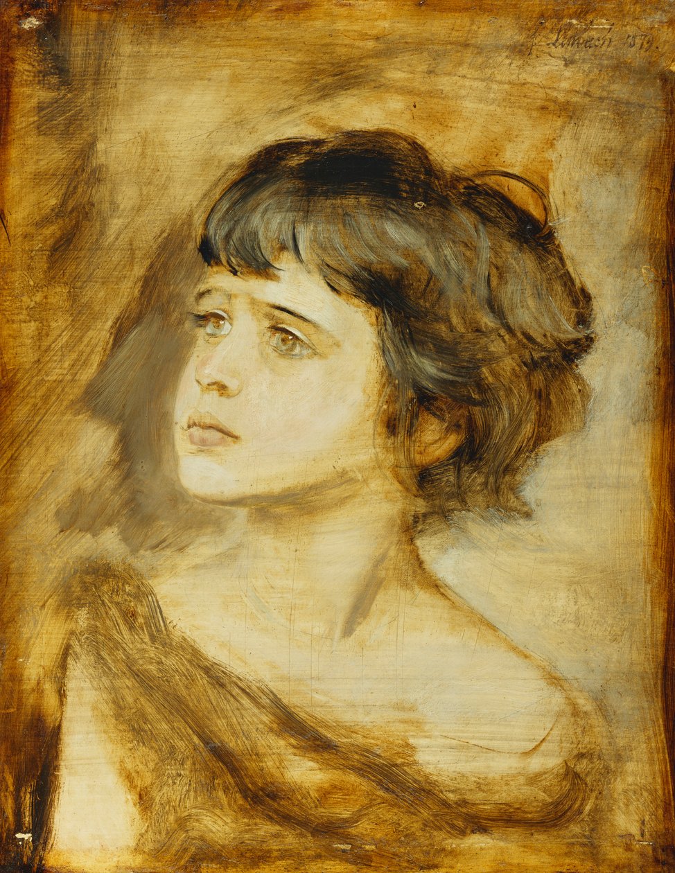 Tytön pää, 1879 tekijältä Franz Seraph von Lenbach