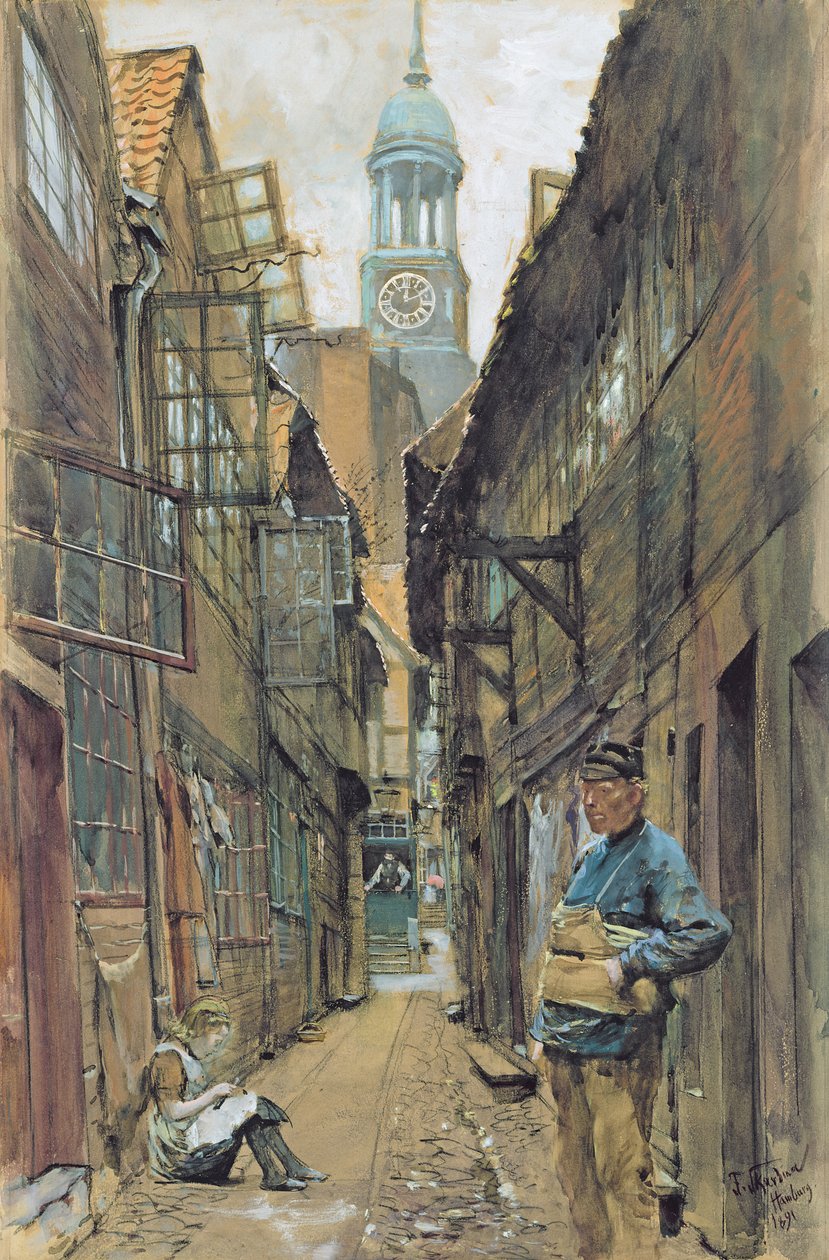 Takakuja Hampurissa, 1891 tekijältä Franz Skarbina