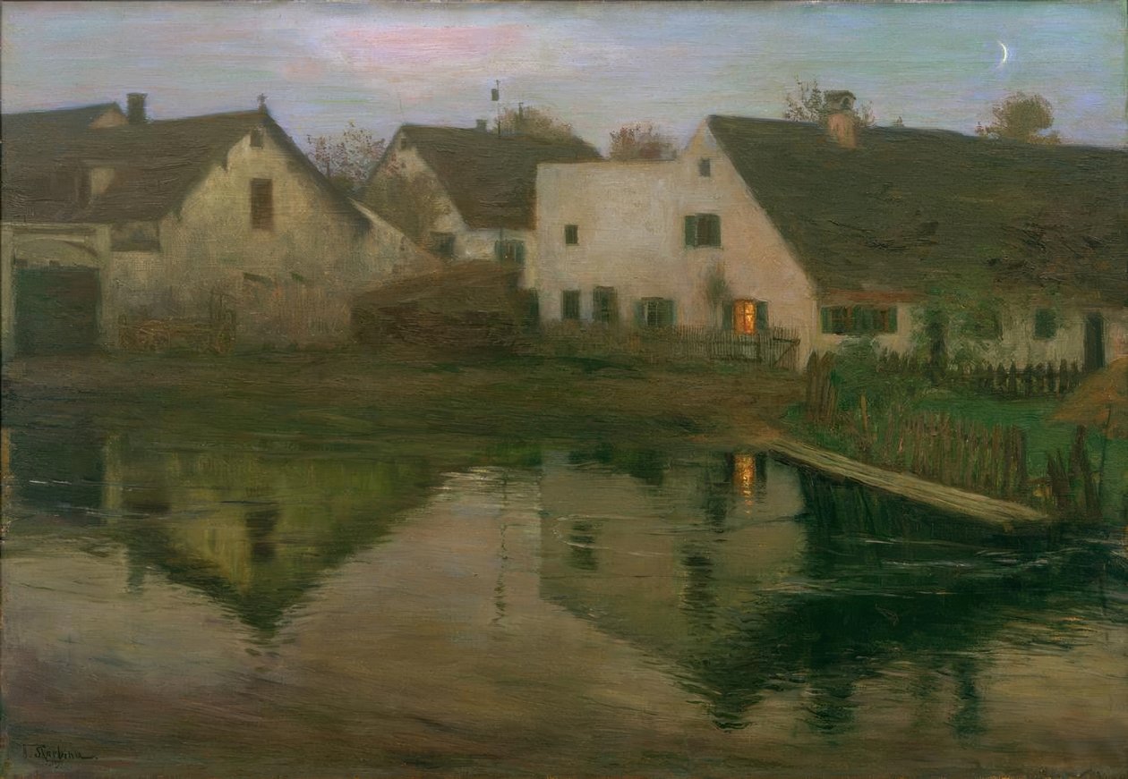 Abend im Dorf tekijältä Franz Skarbina