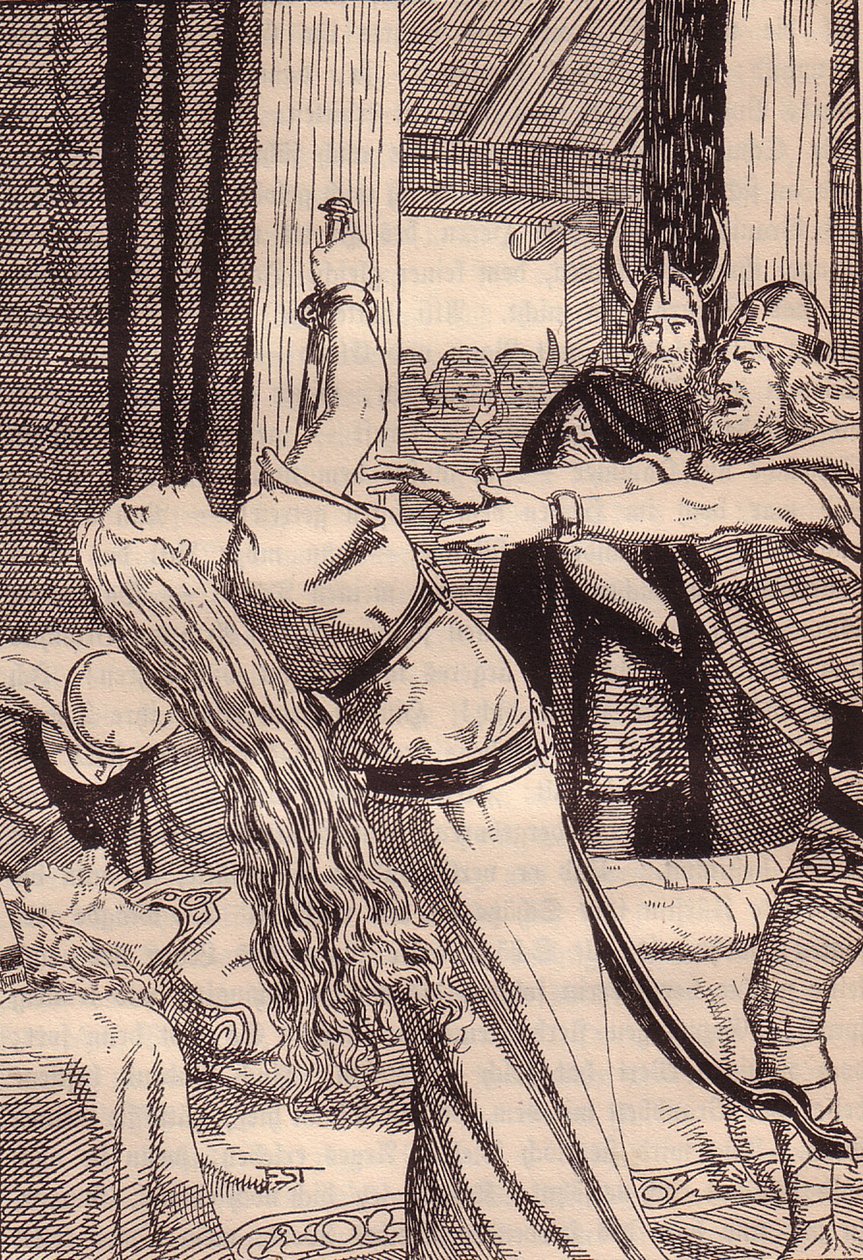 Hans von Wolzogenin kuvitus The Edda: germaaniset jumalat ja sankarit tekijältä Franz Stassen