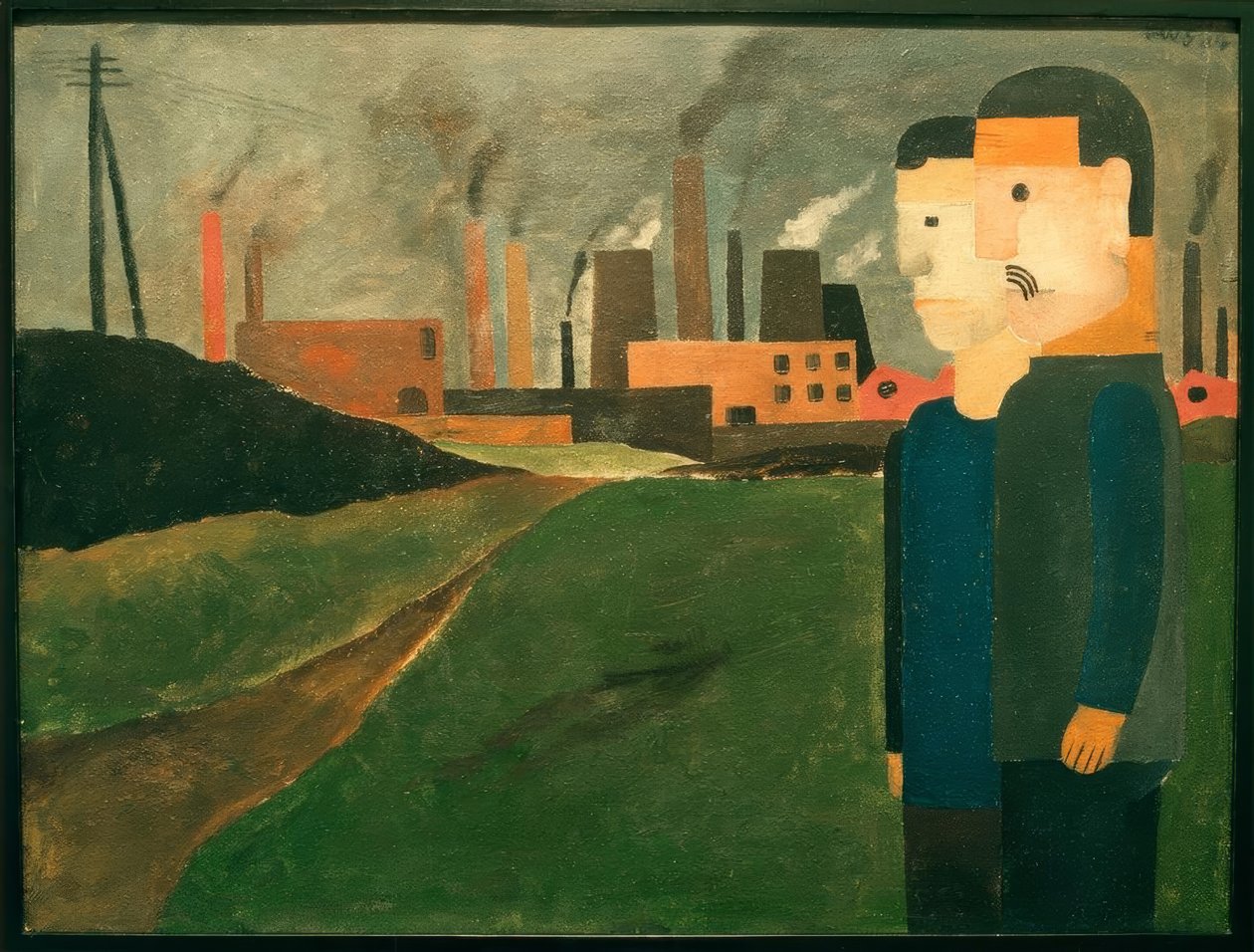 Industrielandschaft mit Arbeitern tekijältä Franz Wilhelm Seiwert