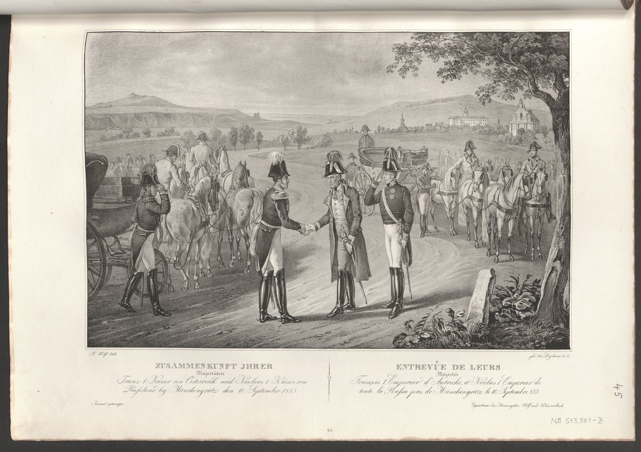 Keisari Franz I:n tapaaminen Venäjän keisari Nikolaus I:n kanssa tekijältä Franz Wolf