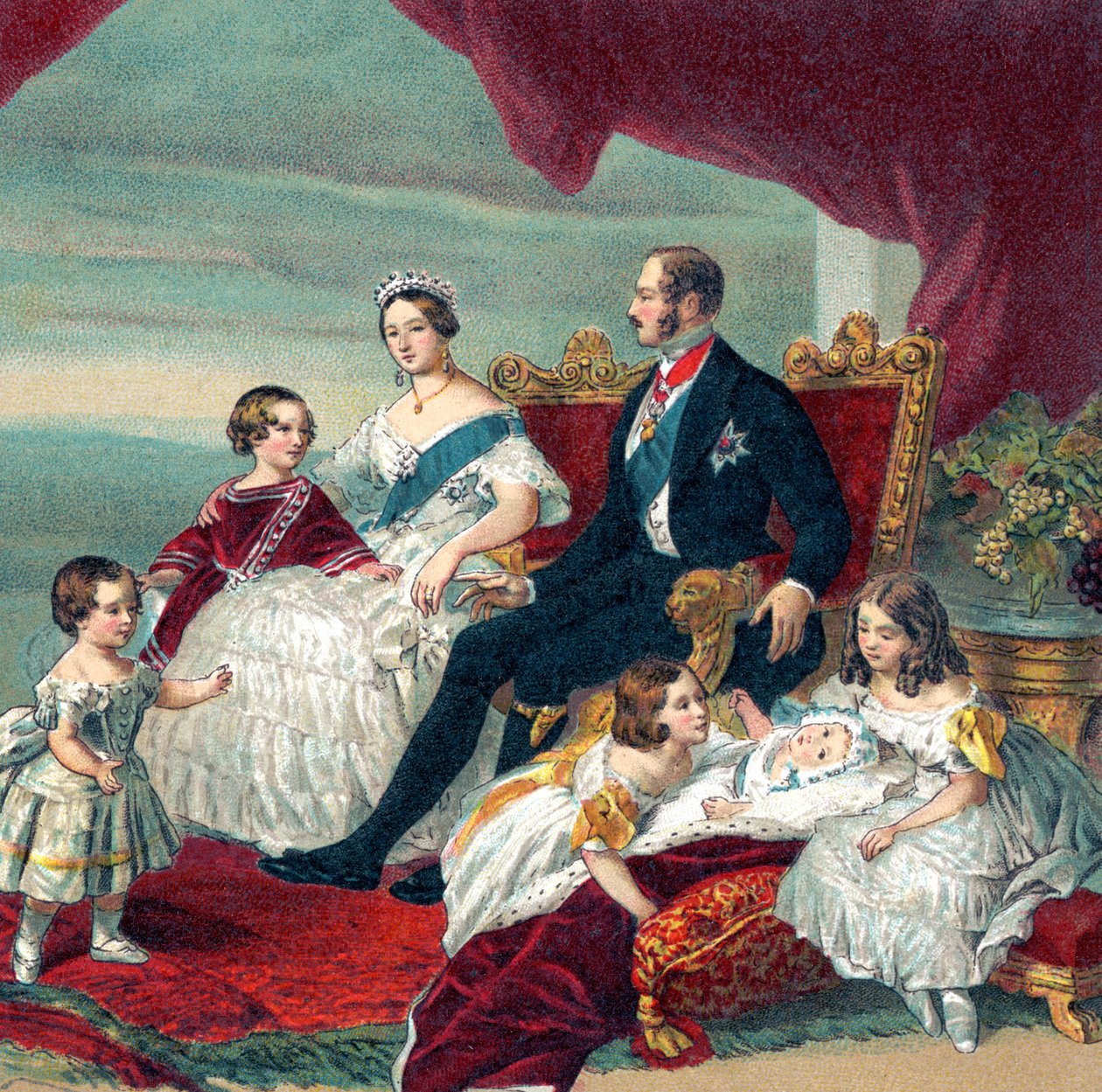 Englannin kuningatar Victoria ja hänen perheensä tekijältä Franz Xaver  Winterhalter (after)