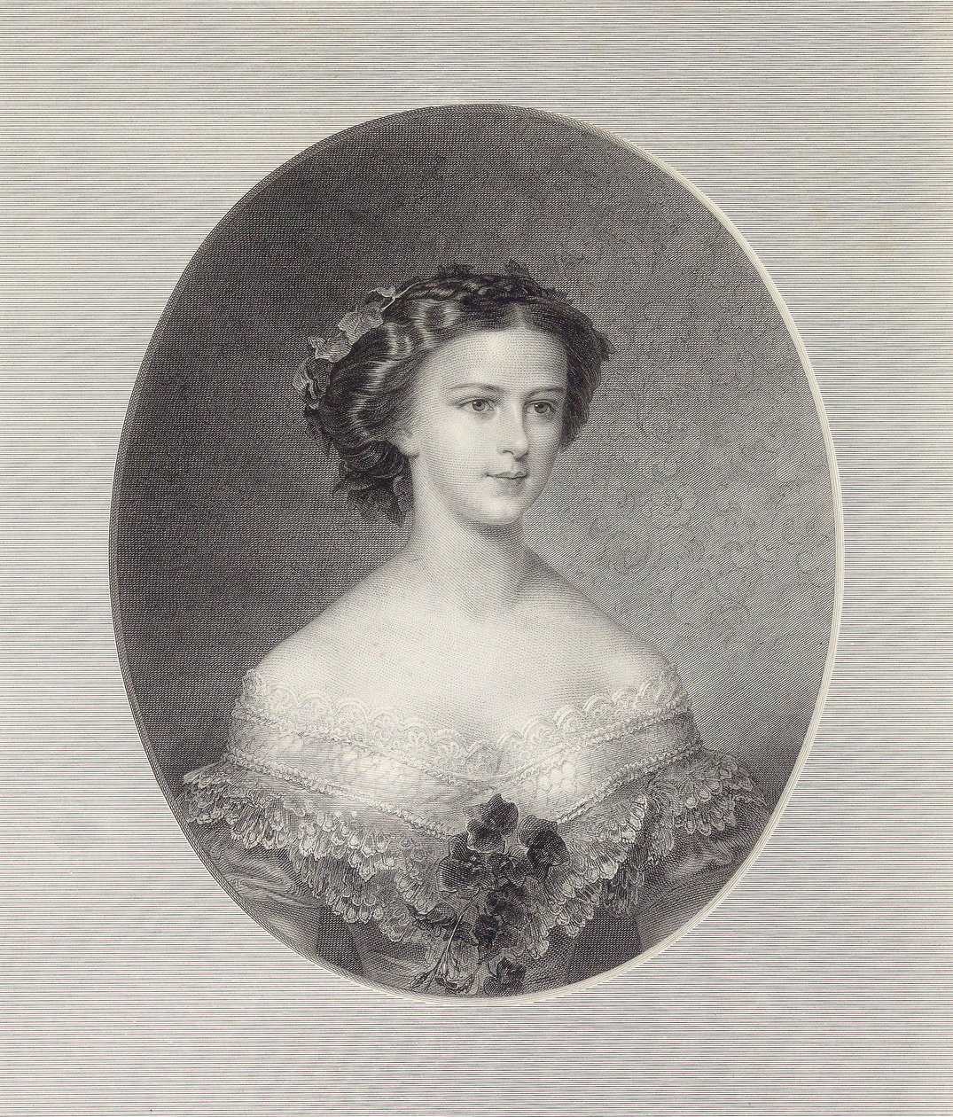 Itävallan keisarinna Elisabetin muotokuva, noin 1855. tekijältä Franz Xaver Stöber