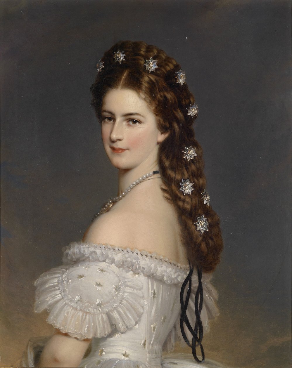 Itävallan keisarinna Elisabeth timanttitähdet hiuksissaan, noin 1860 tekijältä Franz Xaver Winterhalter