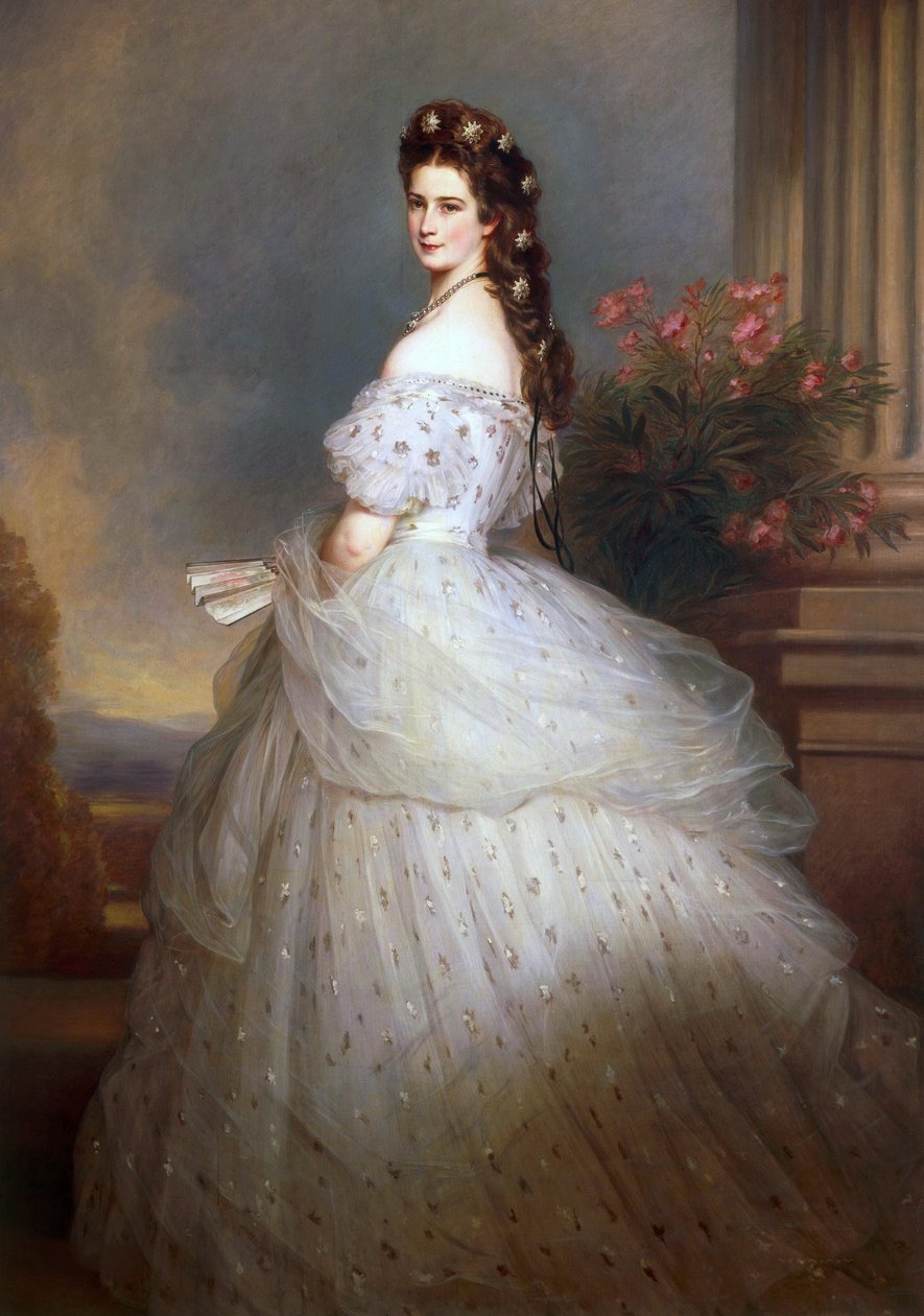 Itävallan keisarinna Elisabeth, timanttitähdet hiuksissaan - Itävallan keisarinna Elisabeth, timanttitähdet hiuksissaan, kirjoittanut Winterhalter, Franz Xavier (1805-1873). öljy kankaalle tekijältä Franz Xaver Winterhalter