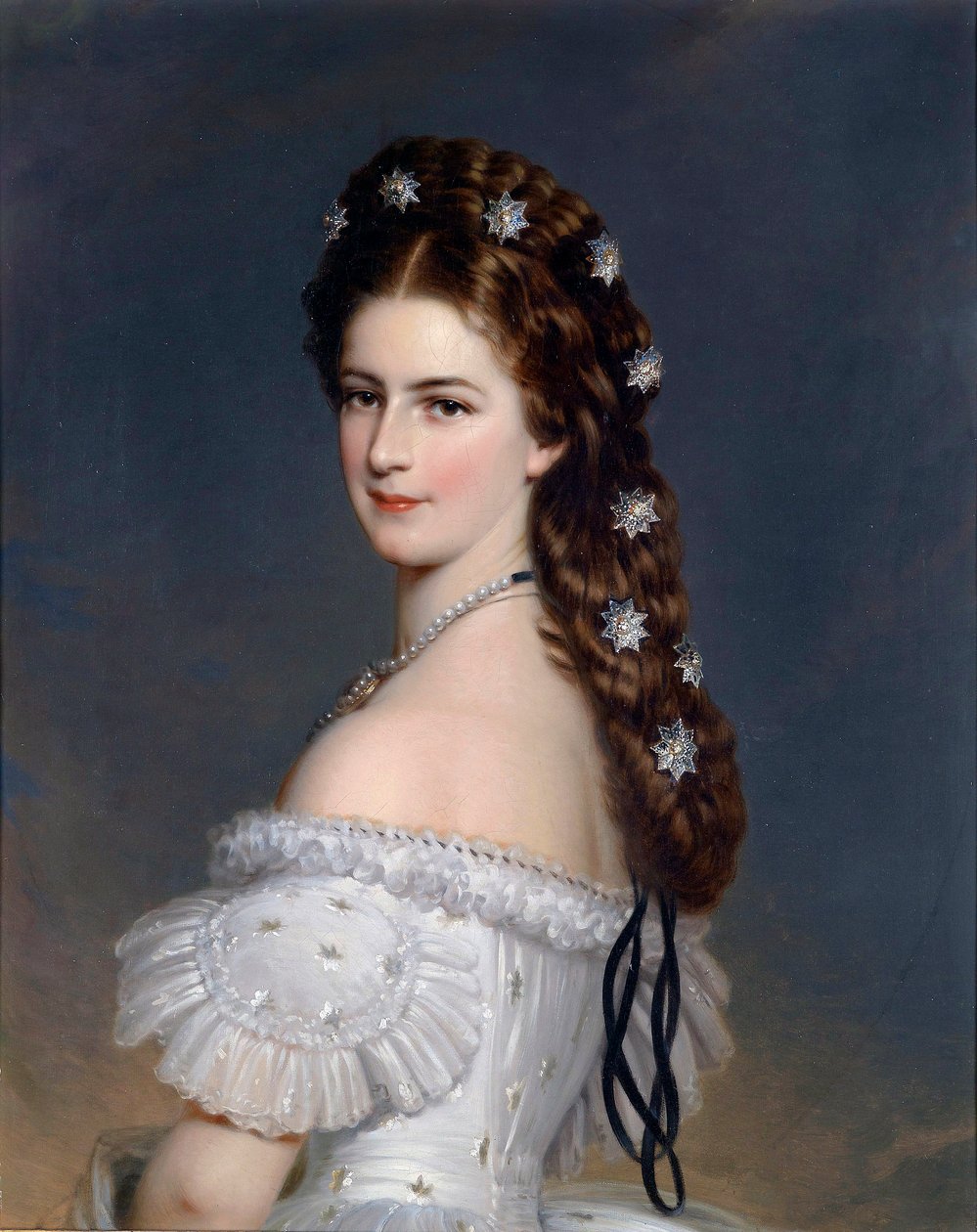 ""Elisabet Wittelsbachin (1837-1898) (sissi tai sisi), Itävallan keisarinna (1854-1898) ja Unkarin kuningattaren (1867-1898) muotokuva"" Franz Xavier Winterhalterin (1805-1873) maalaus noin 60-1873 kokoelma tekijältä Franz Xaver Winterhalter