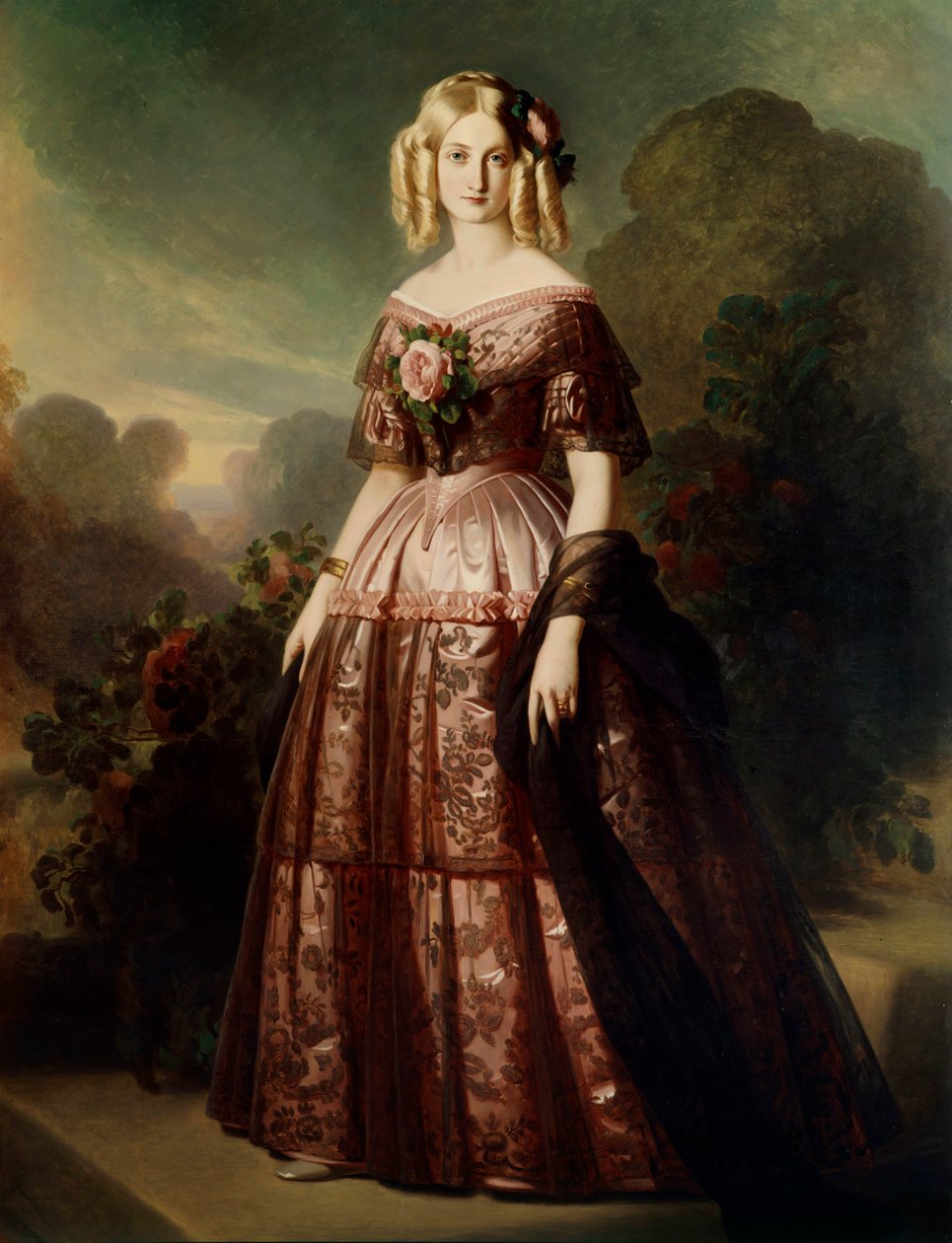 Täyspitkä muotokuva Marie Caroline Auguste de Bourbon Salernosta, Aumalen herttuattaresta tekijältä Franz Xaver Winterhalter