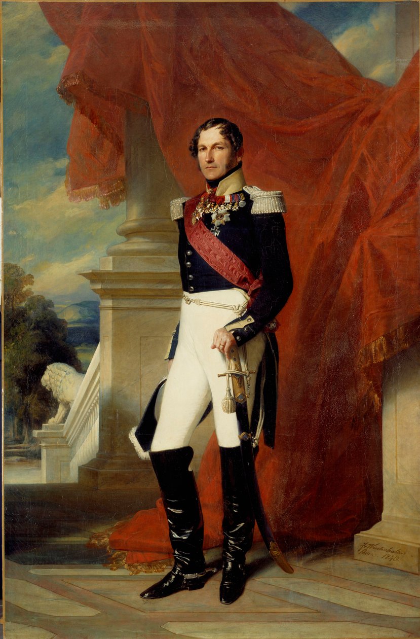 Muotokuva Belgian kuninkaan Leopold I:n (1790-1865) jalassa Xaver Winterhalterin (1806-1873) maalaus 1840 su. 2,78 x 1,81 m tekijältä Franz Xaver Winterhalter