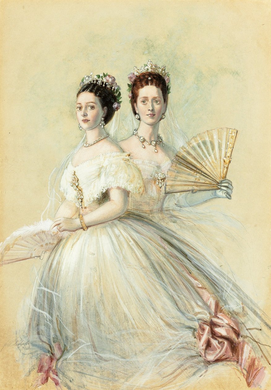 Muotokuva tsaaritar Maria Fedorovnasta ja hänen siskostaan Alexandrasta, Walesin prinsessasta, 1868 tekijältä Franz Xaver Winterhalter