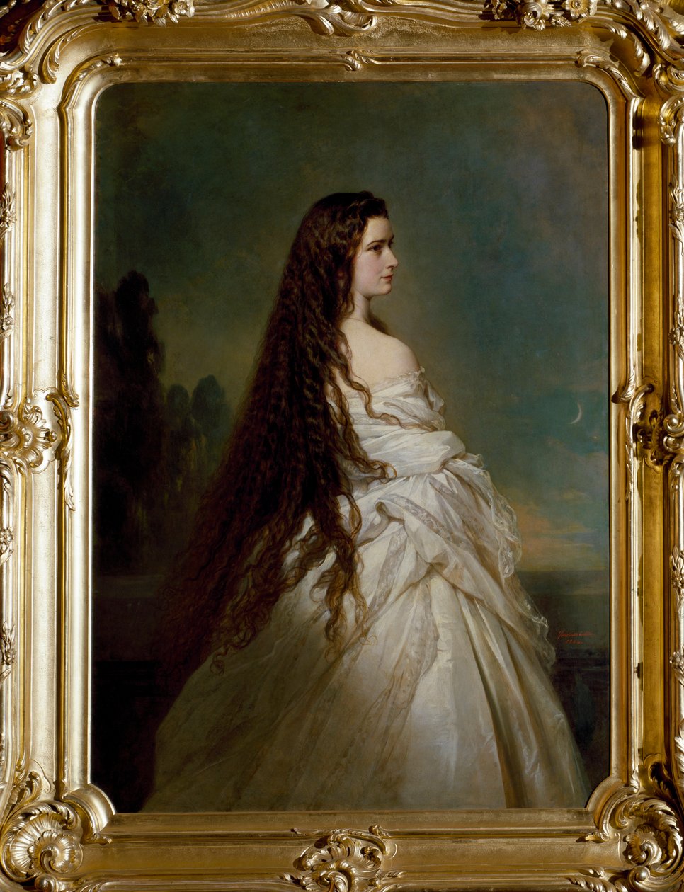 Muotokuva Elisabeth de Wittelsbachista (1837-1898) (sissi), Itävallan keisarista (1854-1898) ja Unkarin kuningattaresta (1867-1898) Franz Xaver Winterhalterin (1806-1873) maalaus tekijältä Franz Xaver Winterhalter