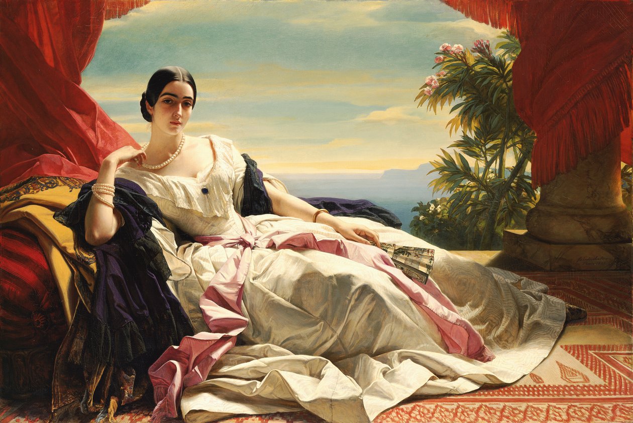 Muotokuva Leonilla Ivanovna Baryatinskayasta, prinsessa zu Sayn Wittgensteinista 1816-1918, 1843 tekijältä Franz Xaver Winterhalter
