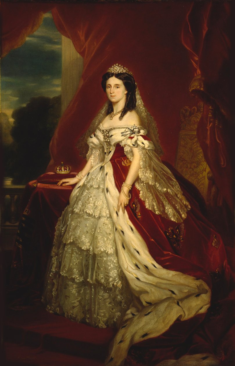Saksi-Weimar-Eisenachin prinsessa Augusta 1811-1890, Preussin kuningatar, noin 1859. tekijältä Franz Xaver Winterhalter School of .