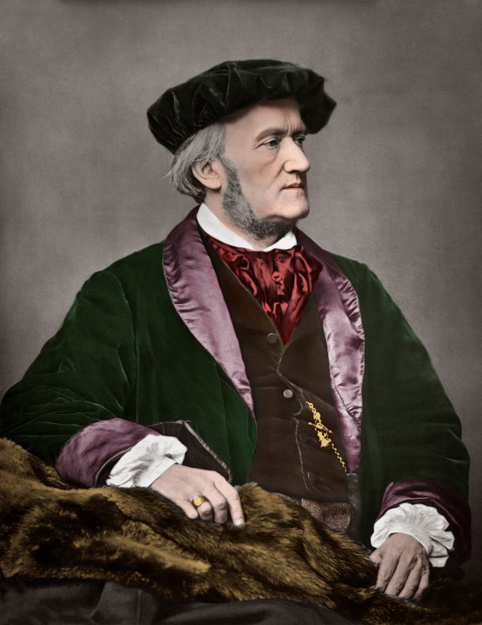 Richard Wagnerin (1813-1883), saksalaisen säveltäjän muotokuva. 1871. Digitaalinen väritys. tekijältä Franz after Hanfstaengl
