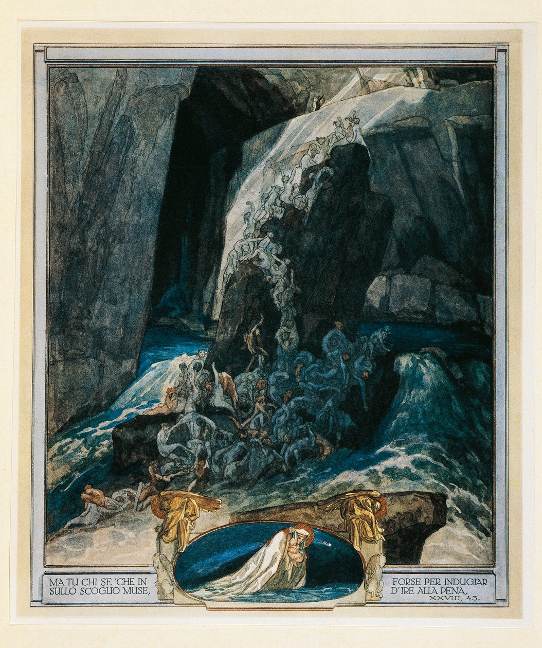 Itävalta, Wien, kuvitus Dante Alighierin jumalallisesta komediasta (Helvetti, laulu XXVIII), Franz von Bayros tekijältä Franz von (1866 1924) Bayros