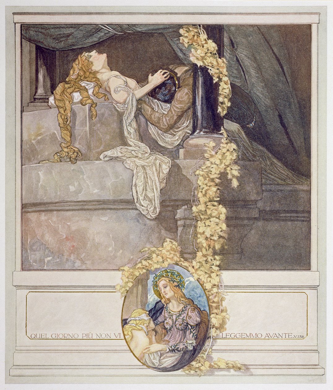 Kuvitus Danten jumalallisesta komediasta, Inferno, Canto V tekijältä Franz von Bayros (1866 1924)