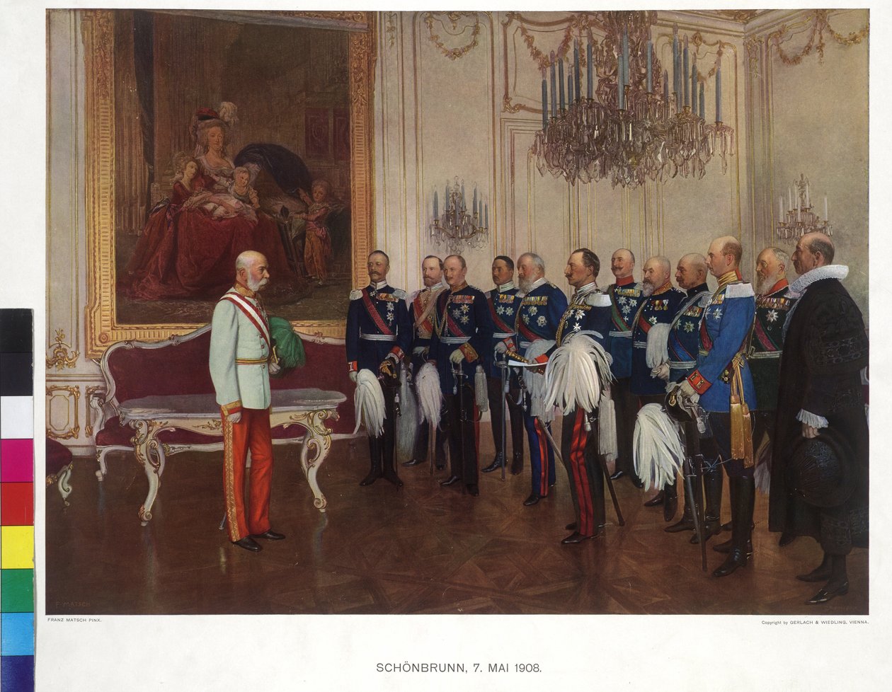 Saksan liittoprinssi vieraili 8. toukokuuta 1908 Schönbrunnin linnassa. tekijältä Franz von (after) Capot