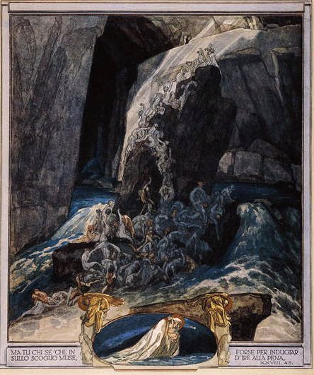Kuvitus Danten jumalallisesta komediasta, Inferno, Canto XXIII, 1921 (wc paperilla) tekijältä Franz von Bayros