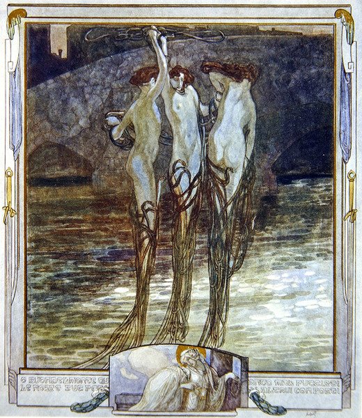 Kuvitus Danten jumalallisesta komediasta, Paradiso, Canto XVI, 1921 (wc paperilla) tekijältä Franz von Bayros