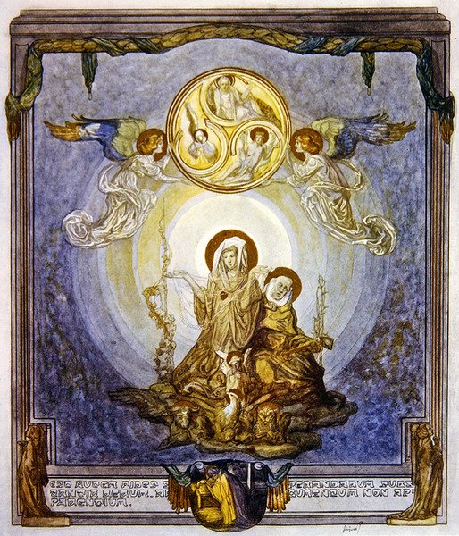 Kuvitus Danten jumalallisesta komediasta, Paradiso, Canto XXIV, 1921 (wc paperilla) tekijältä Franz von Bayros